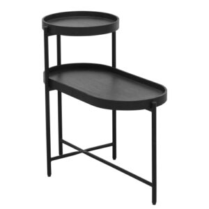 2-Tier Black Side Table with Storage Sofa Table