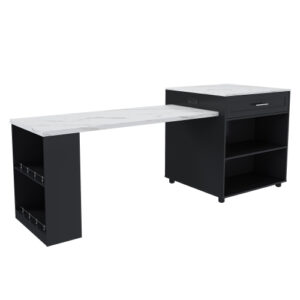 80-inch Expandable Kitchen Island with Dining Table