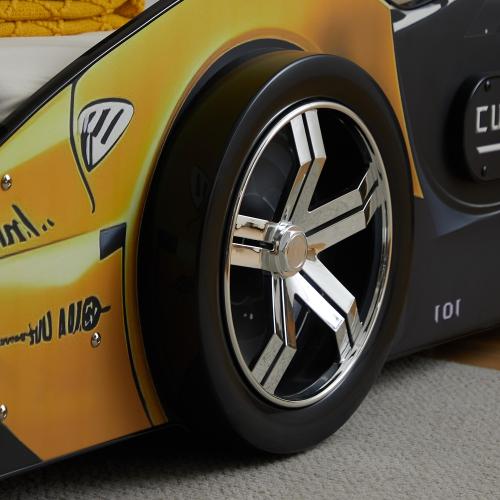 Cool Cartoon Car Bed - Black and Yellow Kids' Racing Bed - Image 6