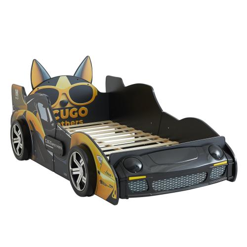 Cool Cartoon Car Bed - Black and Yellow Kids' Racing Bed