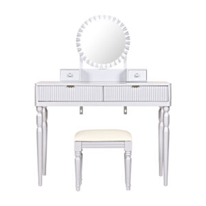 Luxury Vanity Desk with Round Mirror