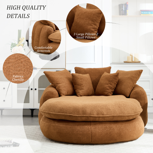 Oversized Oval Upholstered Bean Bag Sofa - Image 6