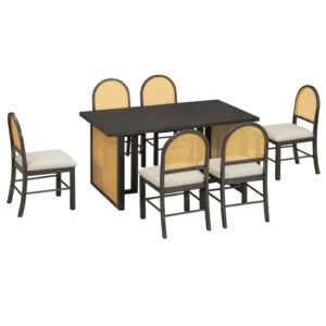 7-Piece Farmhouse Dining Table Rectangular Dining Table